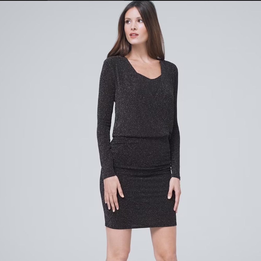 White House Black Market Sparkly Knit Blouson Mini Dress Size 4 Nwt